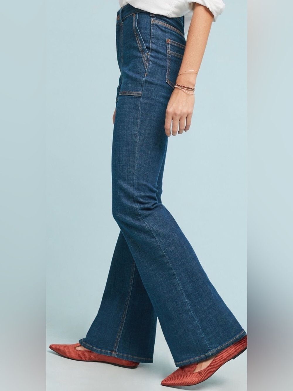 Pilcro Anthropologie Utility Patch Pocket‎ High Waist Bootcut Jeans 27 - Picture 12 of 15